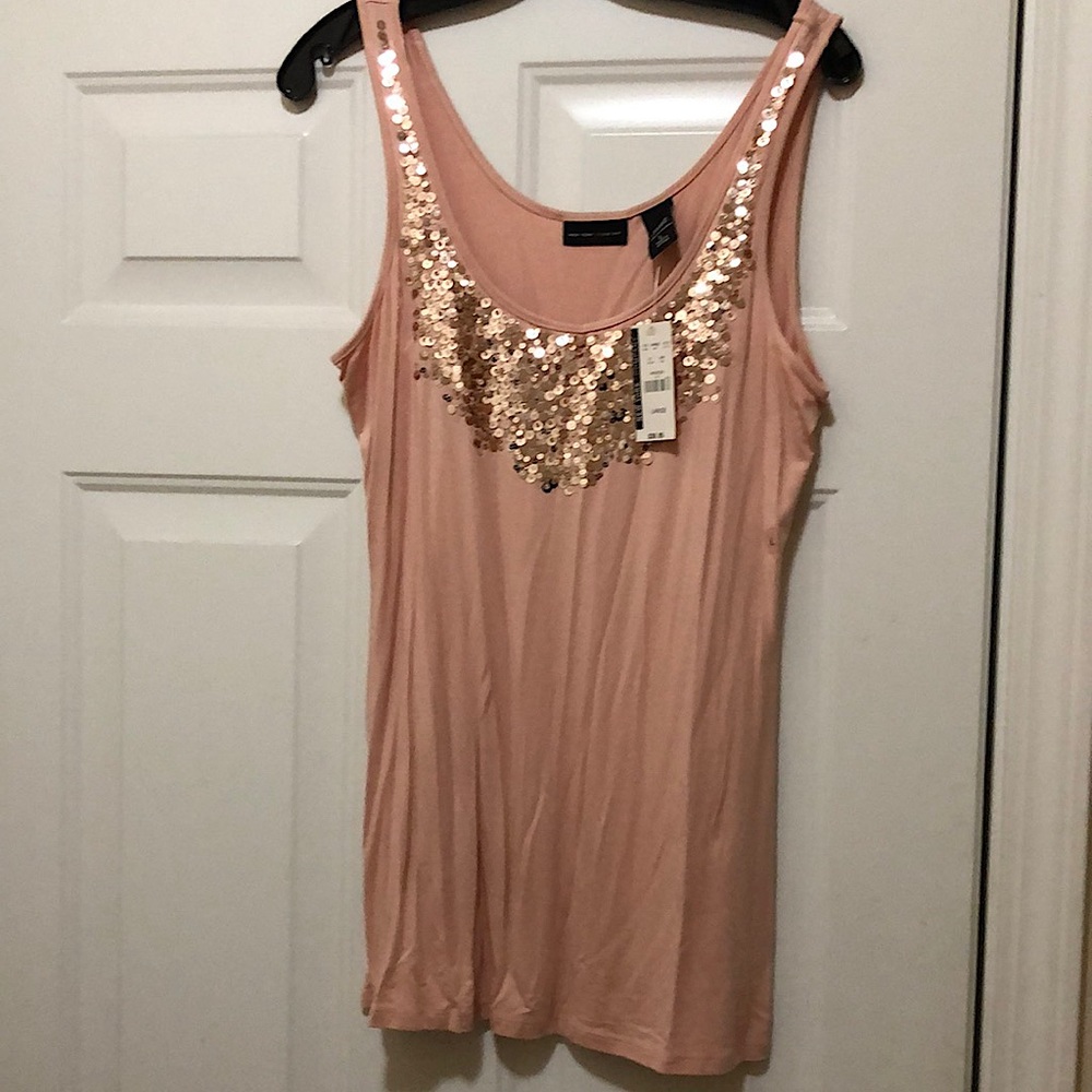 Brand New Peach Sequined ( gold ) tank